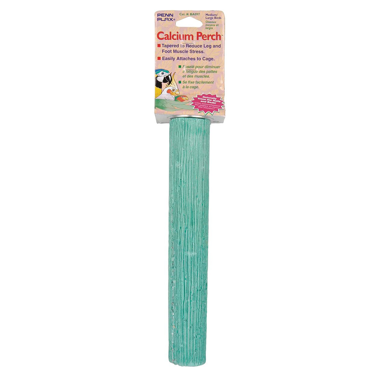 Penn-Plax Bird-Life Calcium Bird Perch - Naturally Trims Nails & Beak - Great For Cockatoos, Amazons, African Greys, And Other L