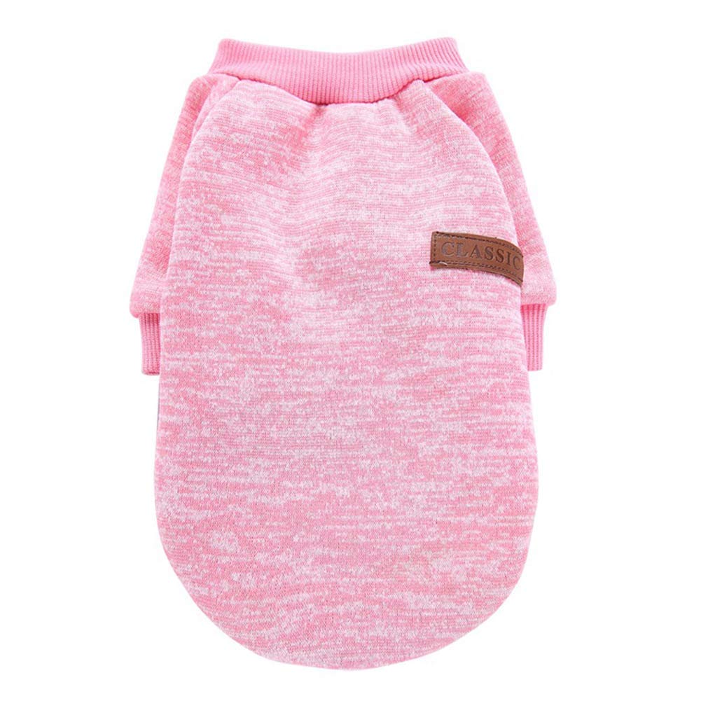 Chborless Small Dog Sweater Warm Winter Puppy Pet Coat Soft Sweater Clothes For Small Dogs Outfit (L, Pink)