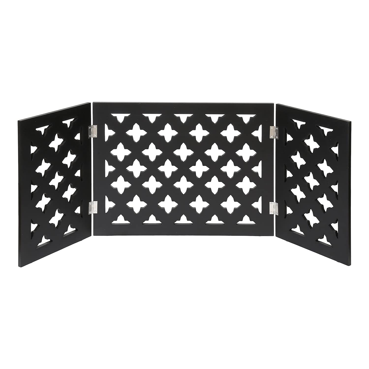 Indoor/Outdoor Solid Wood Starlight Design Freestanding Foldable Adjustable 3-Section Pet Gate