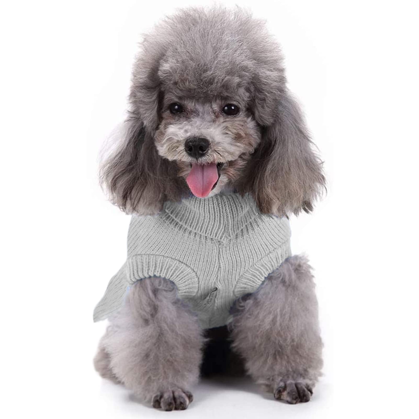 Chborchicen Small Dog Sweaters Knitted Pet Cat Warm Dog Sweatshirt Winter Clothes Kitten Puppy Sweater (Xs, Dress-Grey)