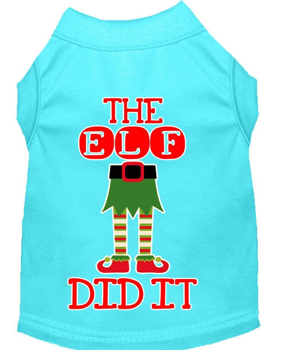 Christmas Pet Dog & Cat Shirt Screen Printed, "The Elf Did It" Light Pink SM (3-6 lbs.)