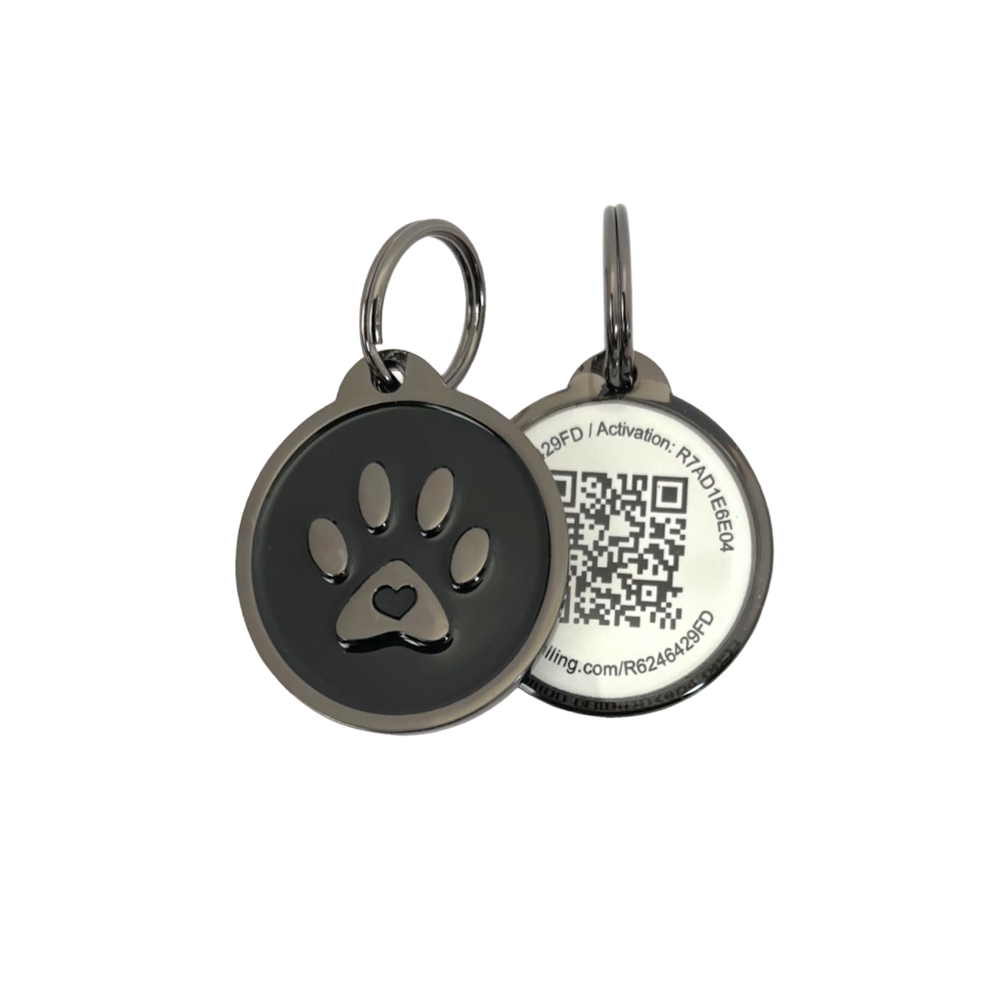 Pet Dwelling Premium Qr Code Pet Id Tags - Dog Tags And Cat Tags, Connect To Online Pet Profile, Receive Instant Scanned Tag Location Email Alert(Lux Black Paw)