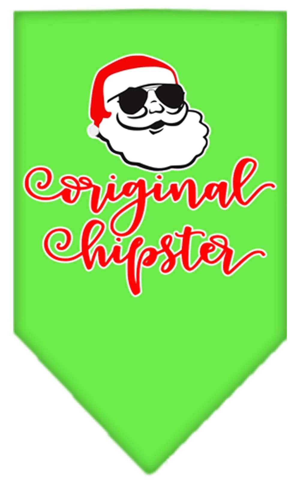 Christmas Pet and Dog Bandana Screen Printed, "Original Hipster" Navy Blue Large