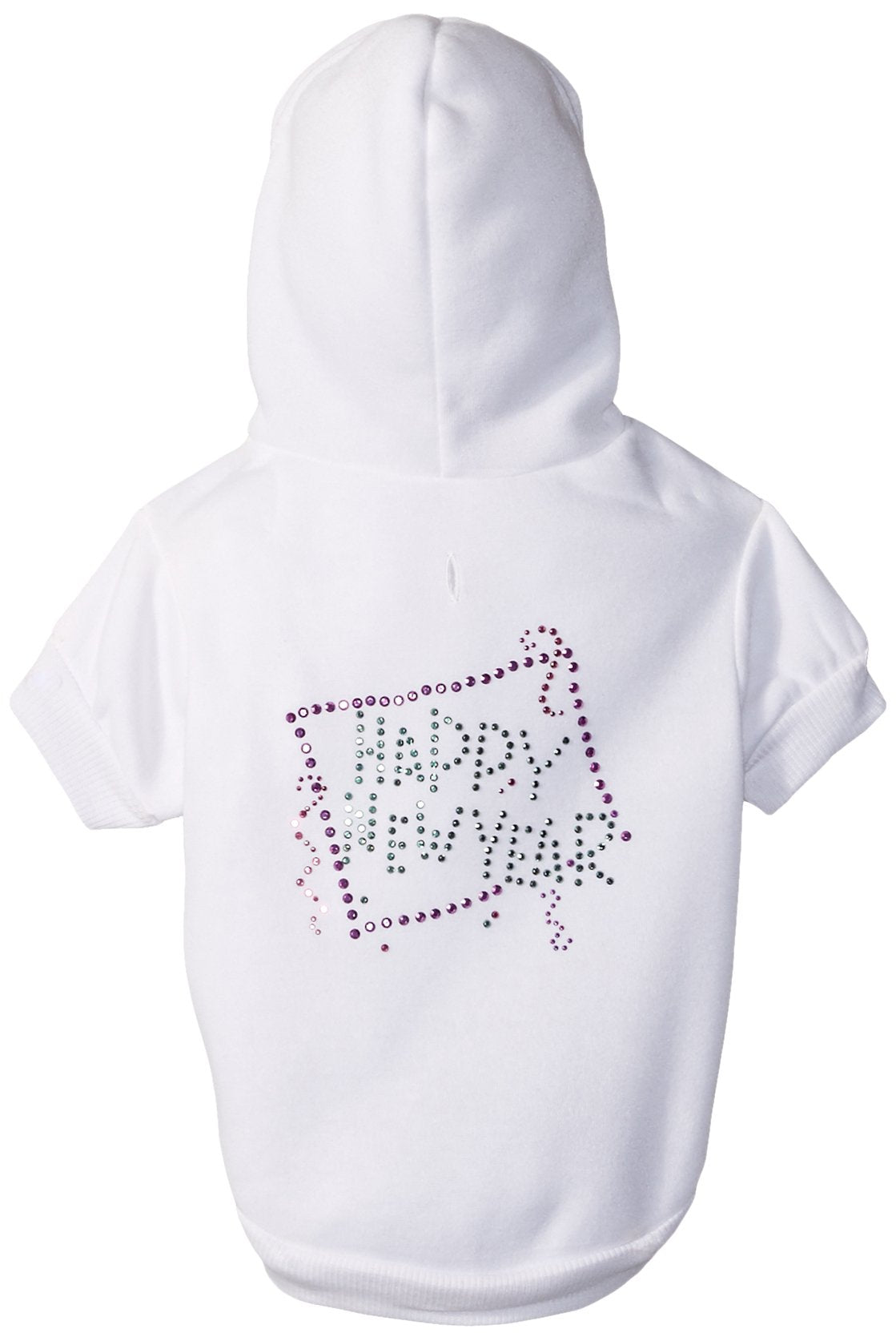 Pet, Dog & Cat Hoodie Rhinestone, "Happy New Year" Cream MD (6-10 lbs.)