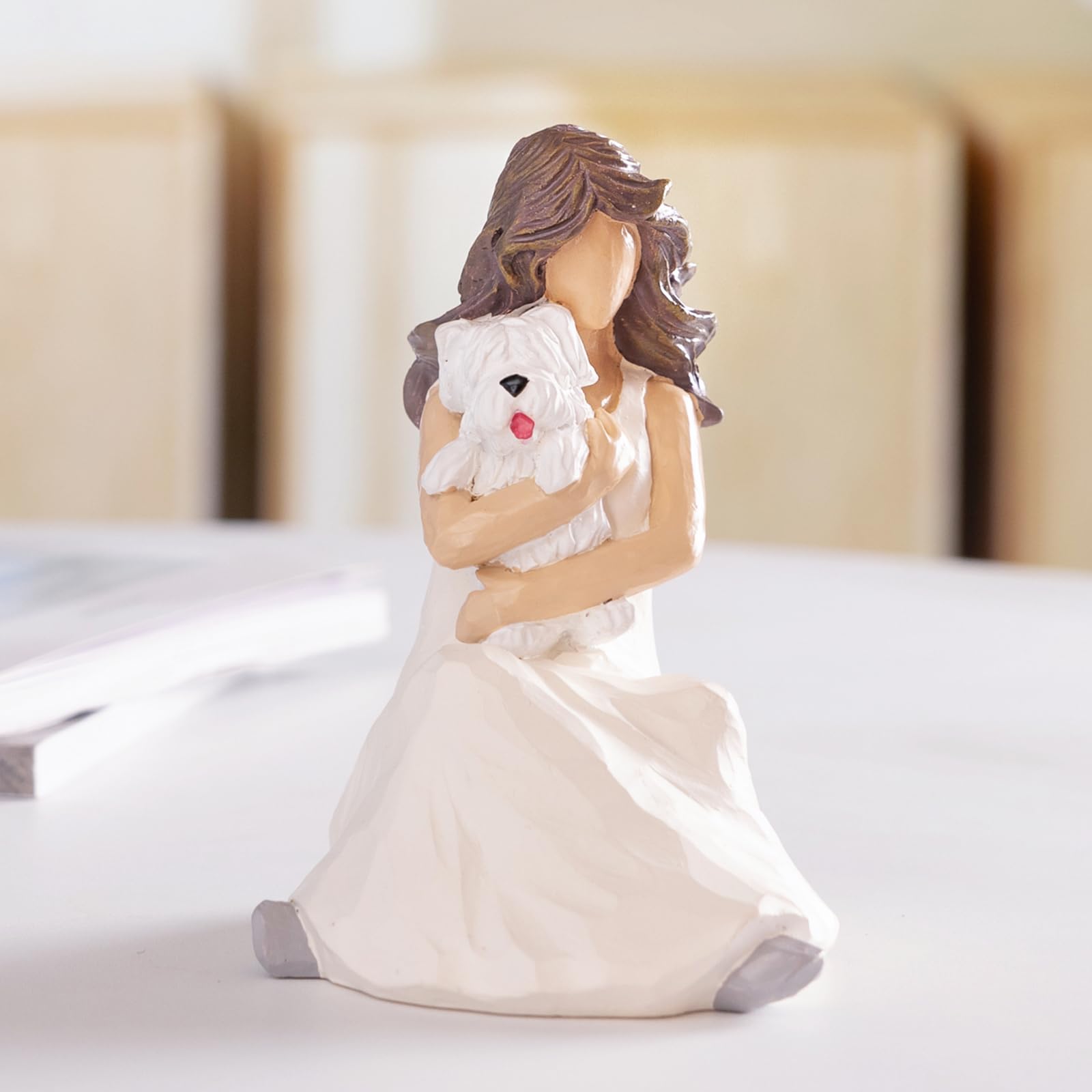 BUTILIVEEN Resin Dog Figurine for Dog Lovers - White Sympathy Memorial Gift