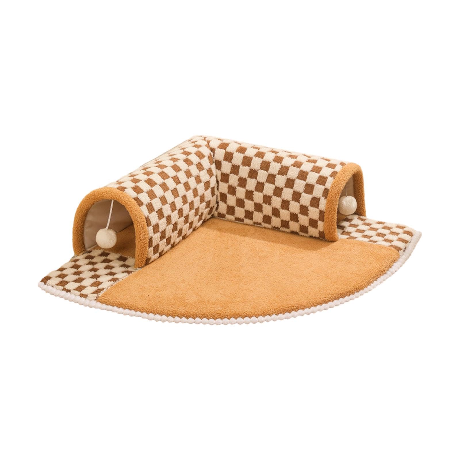 Enakshi Cat Tunnel Bed With Hanging Balls Interactive For Bunny Indoor Small Animals Coffee | Pet Supplies | Cat Supplies | Toys