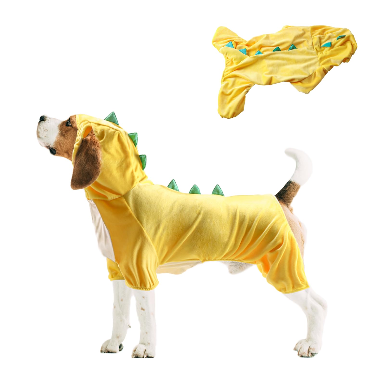 Nacoco Halloween Dog Dinosaur Costume - Pet Clothes Design Hoodie Yellow For Medium & Large Dog(Yellow, Xl)