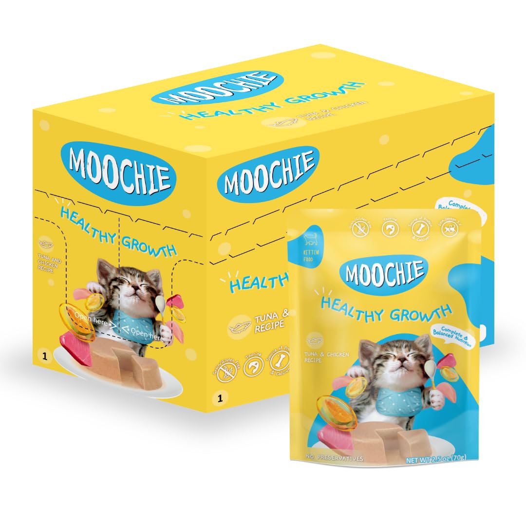 MOOCHIE Grain Free Kitten Wet Food - Healthy Growth - Made with Tuna & Chicken Pat   - No Artificial Flavors or Preservative - 1