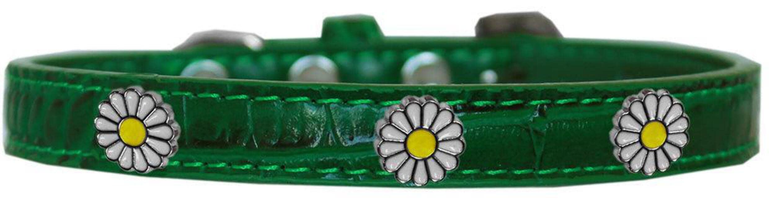 Dog, Puppy & Pet Designer Croc Widget Collar, "White Daisies" Purple 12