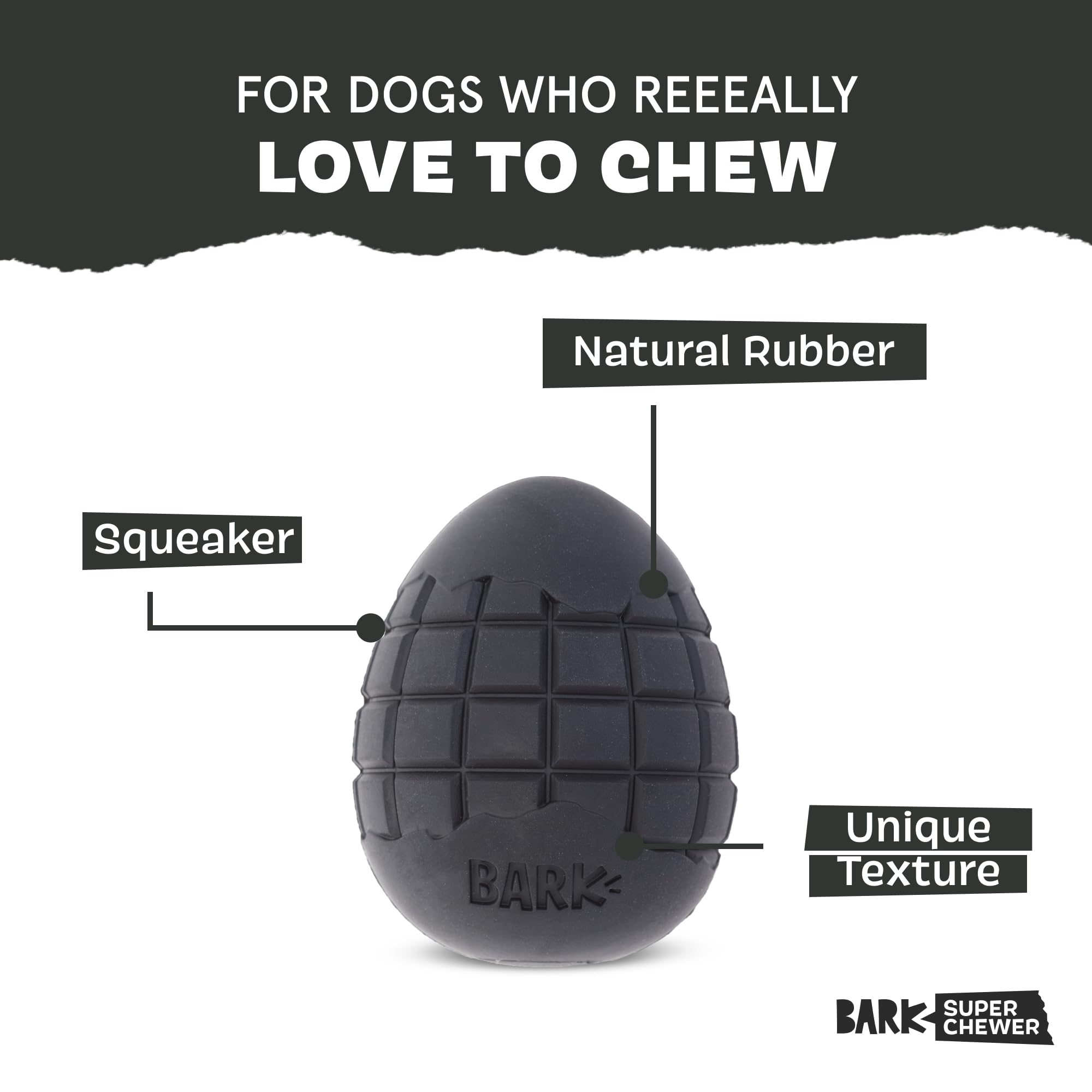 Barkbox Tough Dog Toys for Aggressive Chewers - Durable Rubber & Nylon, Small Size, Origin Color