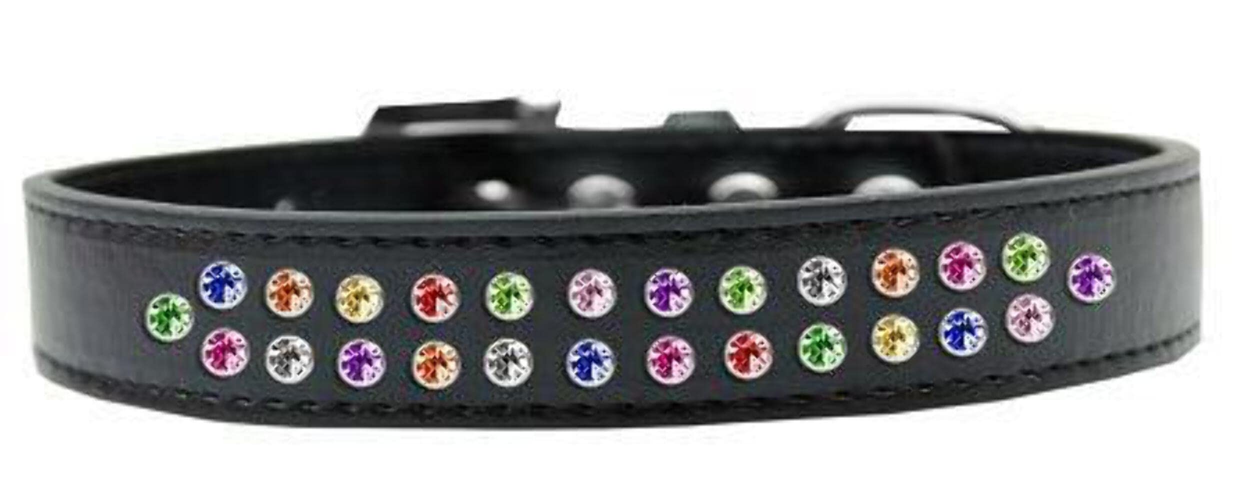 Mirage Pet Products Two Row Confetti Crystal Red Dog Collar, Size 16