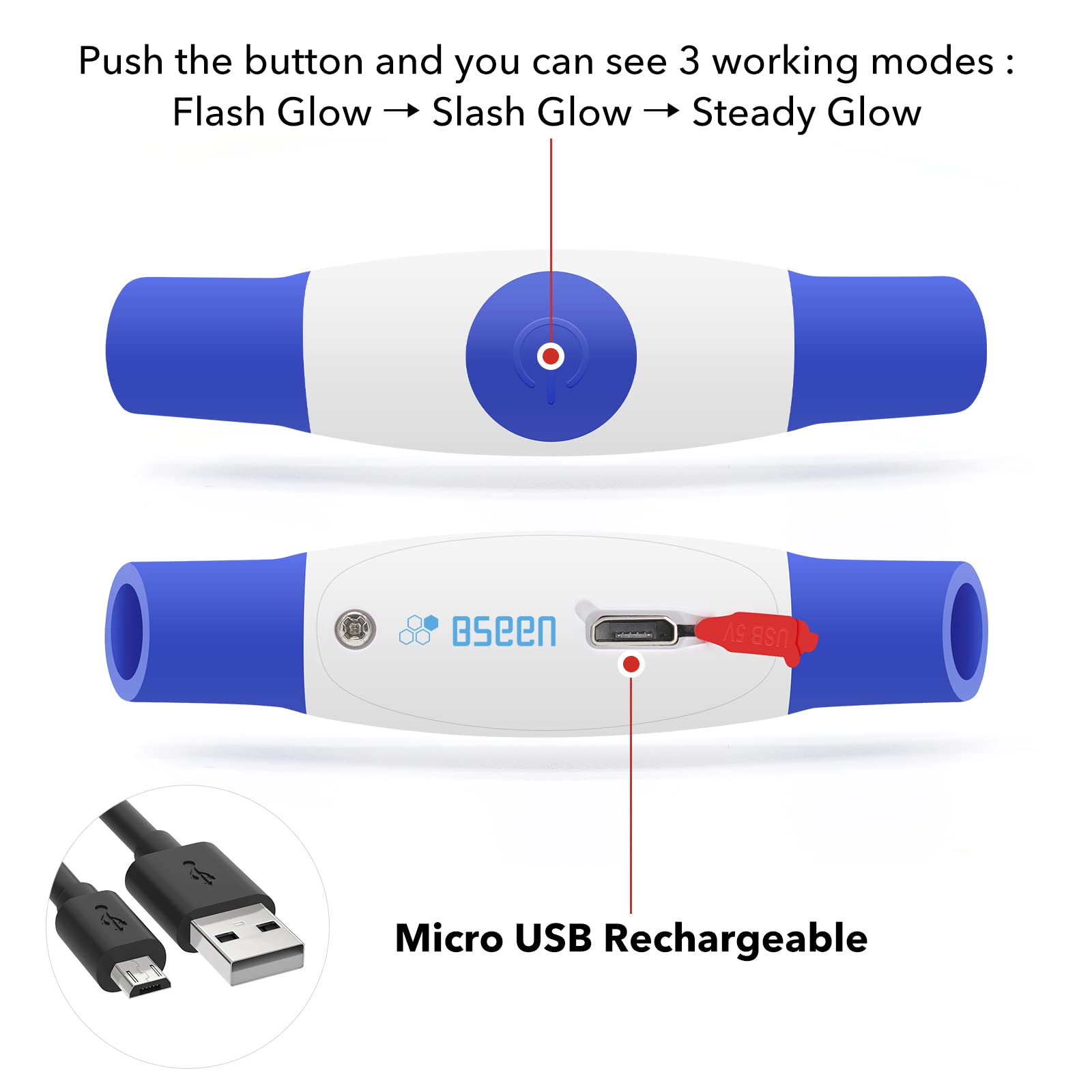 Light Up Dog Collar, Bseen Usb Rechargeable Flash Dog Necklace Light, Pet Safety Collar Makes Your Beloved Dogs Be Seen At Night For Small Medium Large Dogs(Blue)