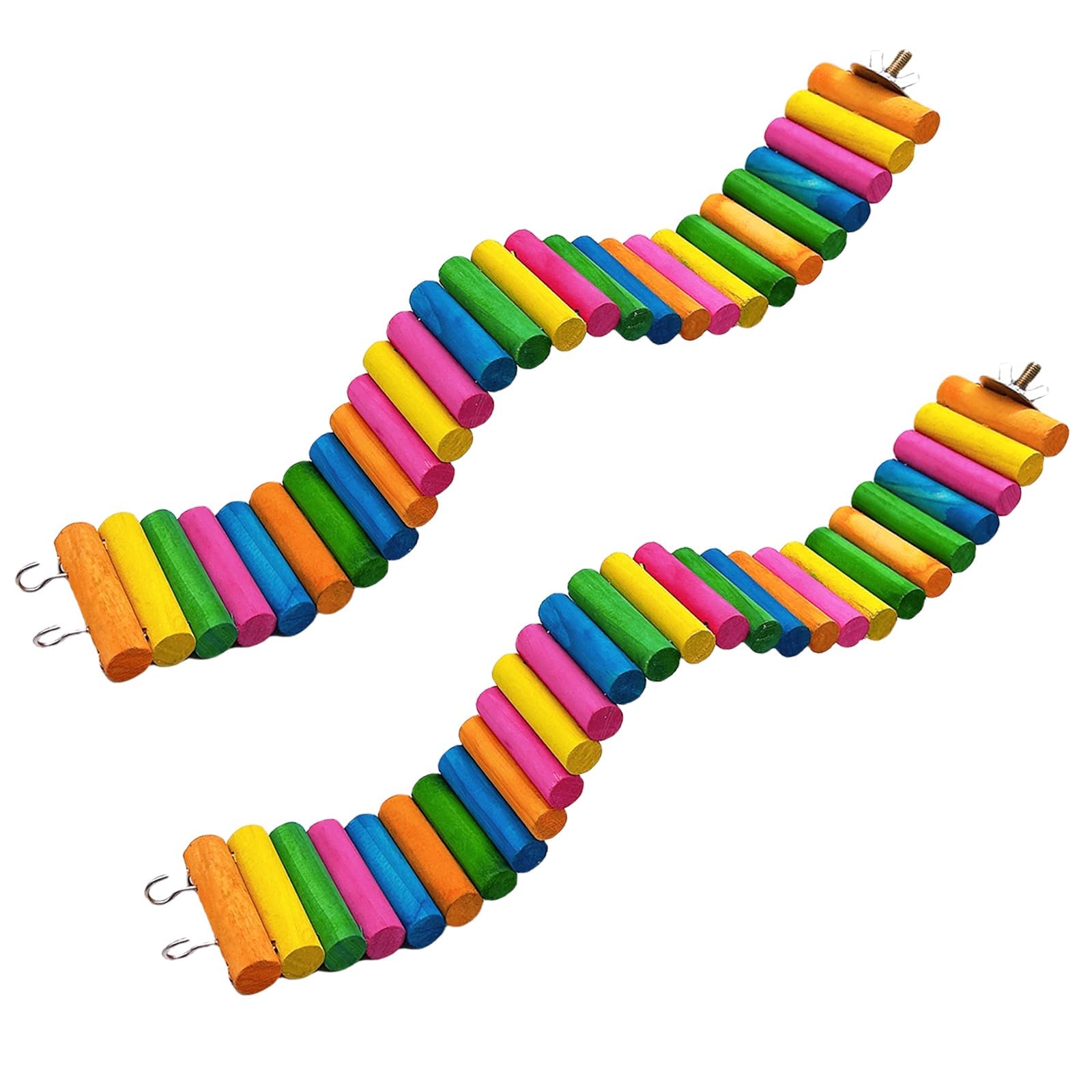 Hamiledyi Hamster Rainbow Bridge,Flexible Bendy Climbing Ladder Hanging Wooden Chew Toy for Bird Parrot Guinea Pig Chinchilla Ch