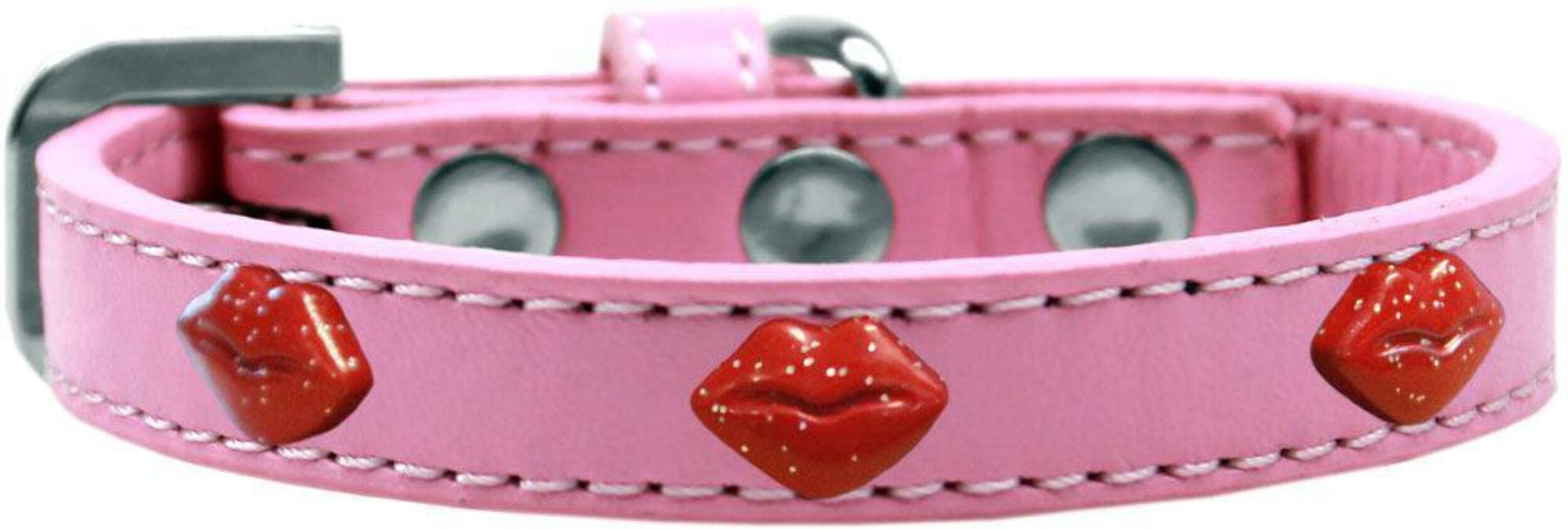 Dog, Puppy & Pet Widget Fashion Collar, Red Glitter Lips Bright Pink 10