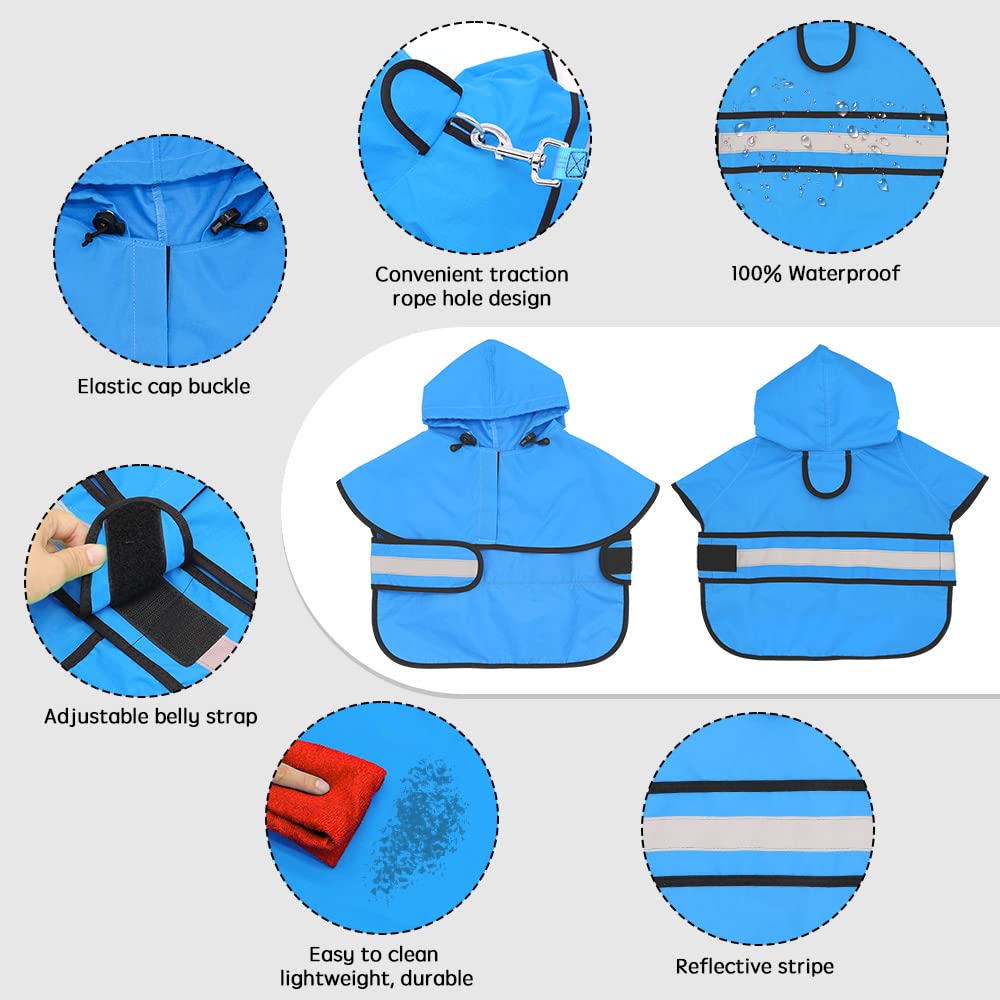 Candofly Dog Raincoat Reflective Dog Rain Jacket Waterproof Hooded Ponch Dog Rain Coat For Small Medium Large Dogs (Xx-Large, Sk