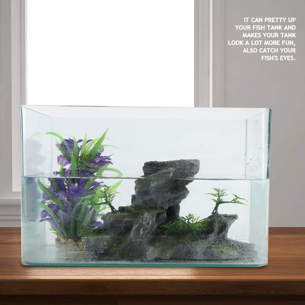 Zerodis Aquarium Ornaments Aquarium Mountain View Stone Ornament, Simulation Resin Rockery Moss Tree Rock Cave Landscape Artificial Aquarium Fish Decoration