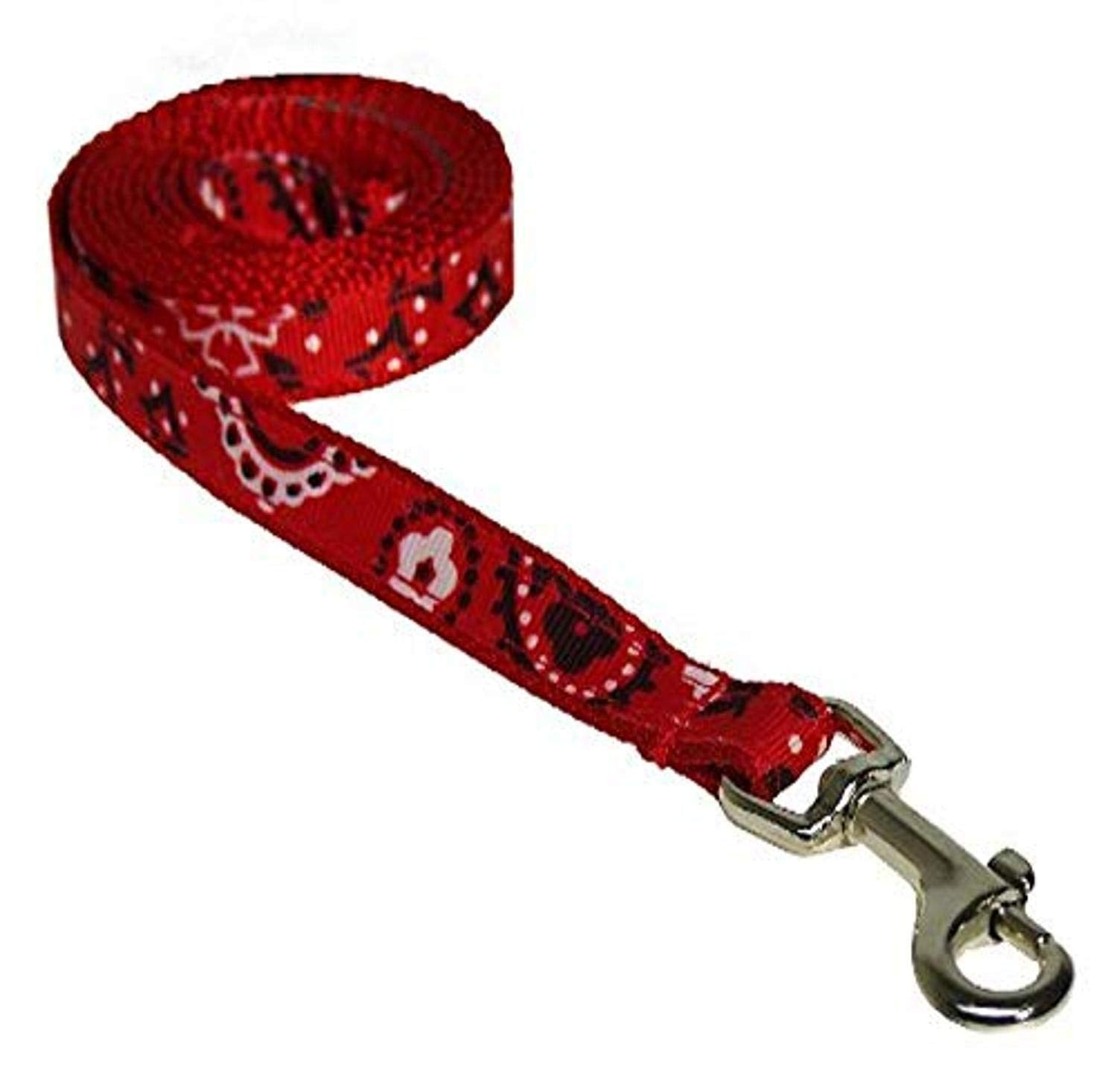 XSmall Red Bandana Dog Leash: 1/2 Wide, 4ft Length - Made in USA.