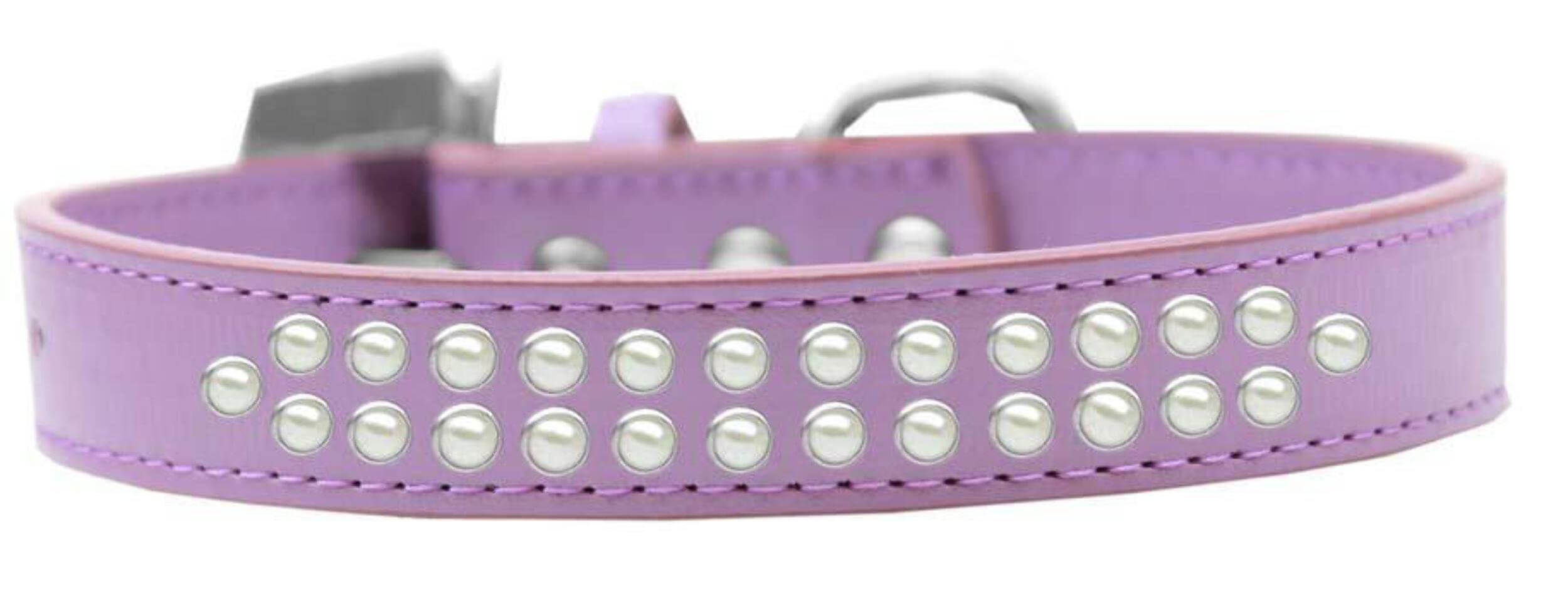 Mirage Pet Products Two Row Pearl Aqua Dog Collar, Size 12