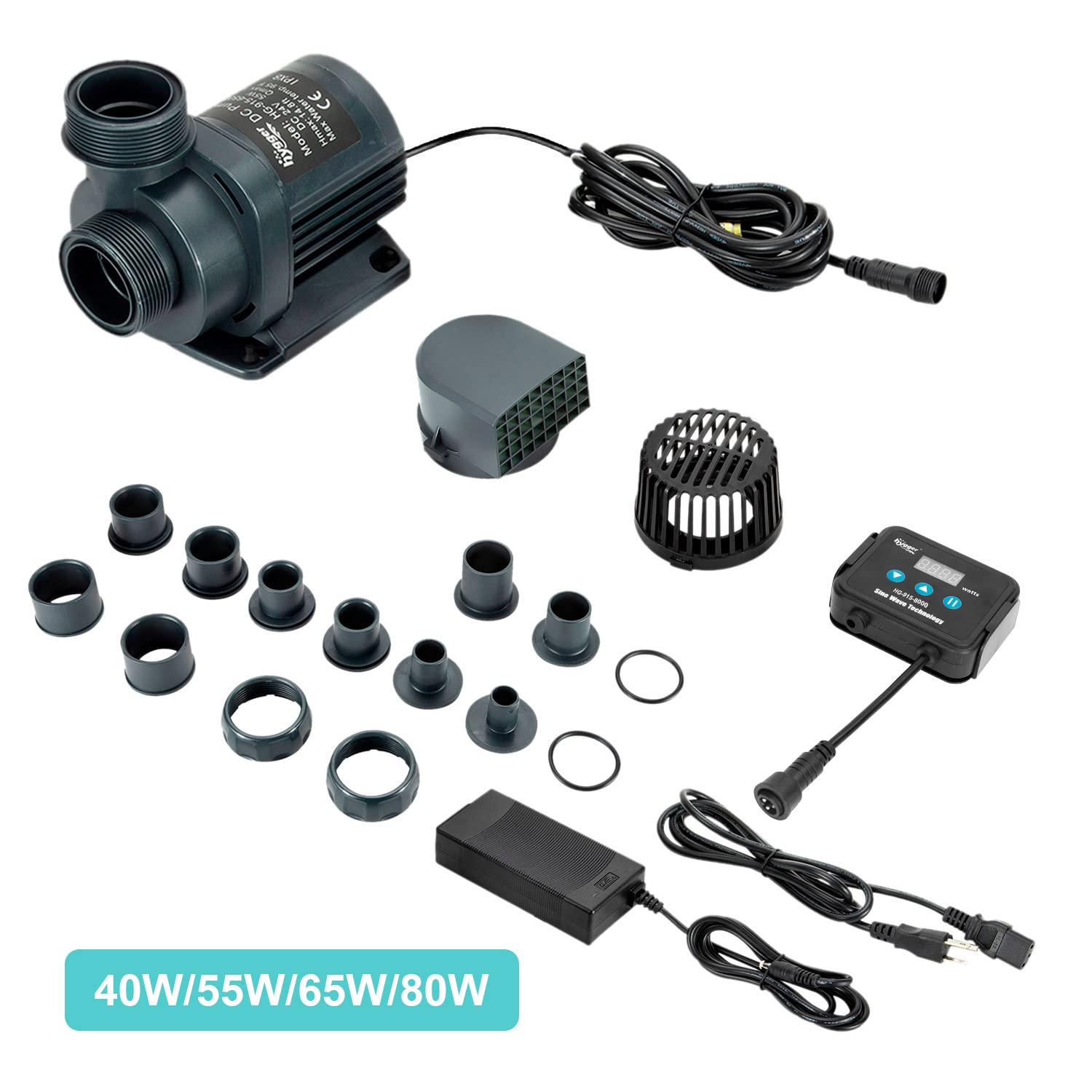 Hygger 2120GPH Quiet Submersible and External 24V Water Pump, with Controller (30%-100% Settings), Powerful Return Pump for Fish