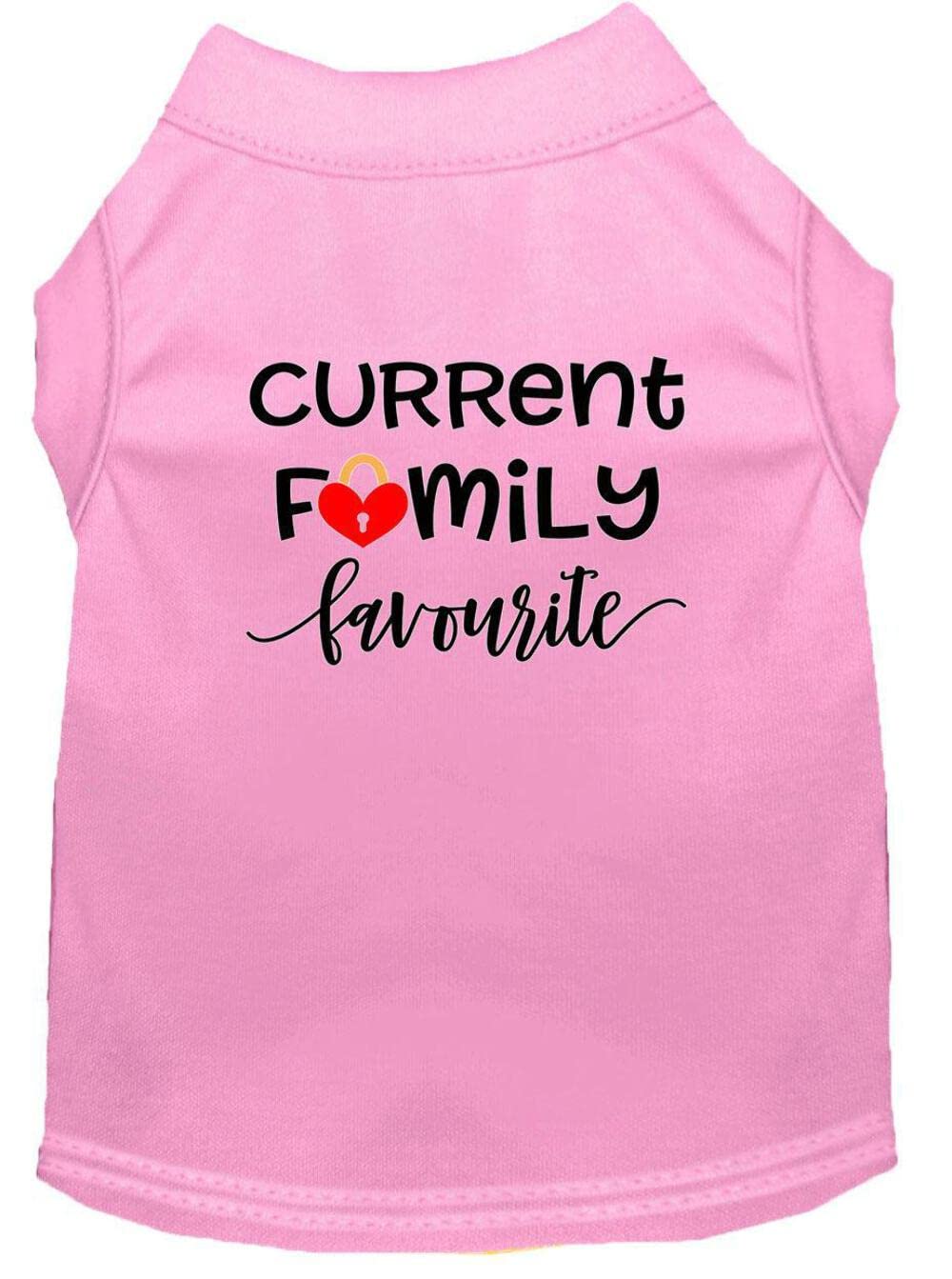 Pet Dog & Cat Shirt Screen Printed, "Current Family Favorite" Light Pink XS (0-3 lbs.)