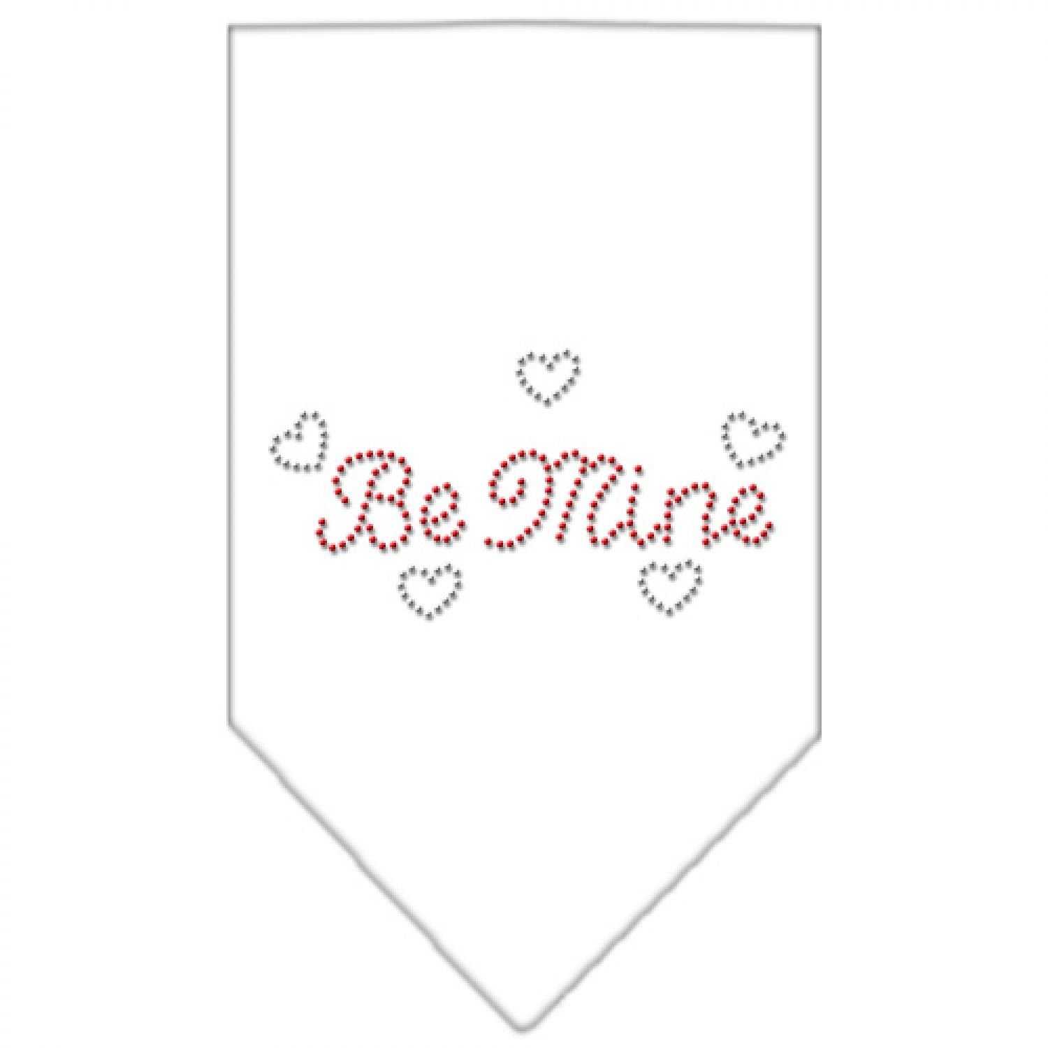 Pet and Dog Bandana Rhinestone, "Be Mine" White Small