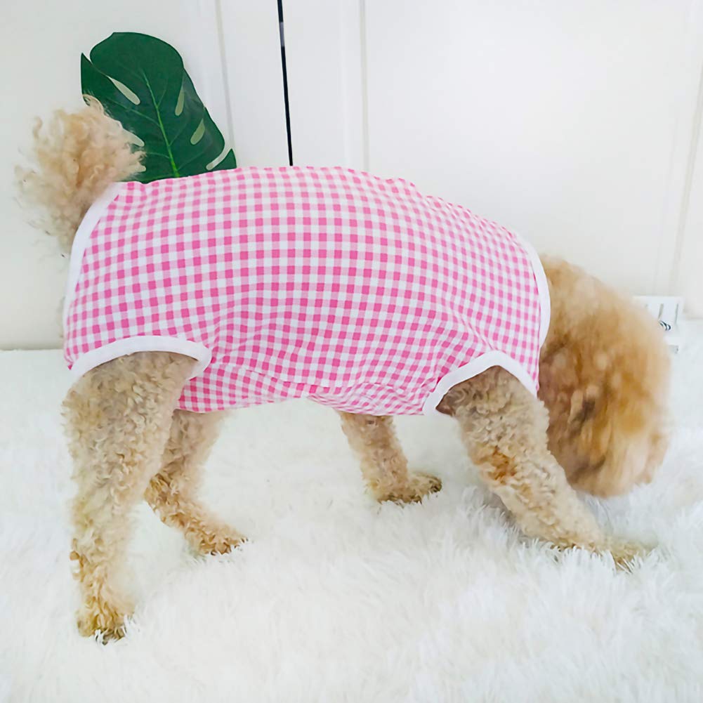Kukaster Pet Dog’S Recovery Suit Post Surgery Shirt For Puppy, Wound Protective Clothes For Little Animals(Pink White Plaid-Xl)