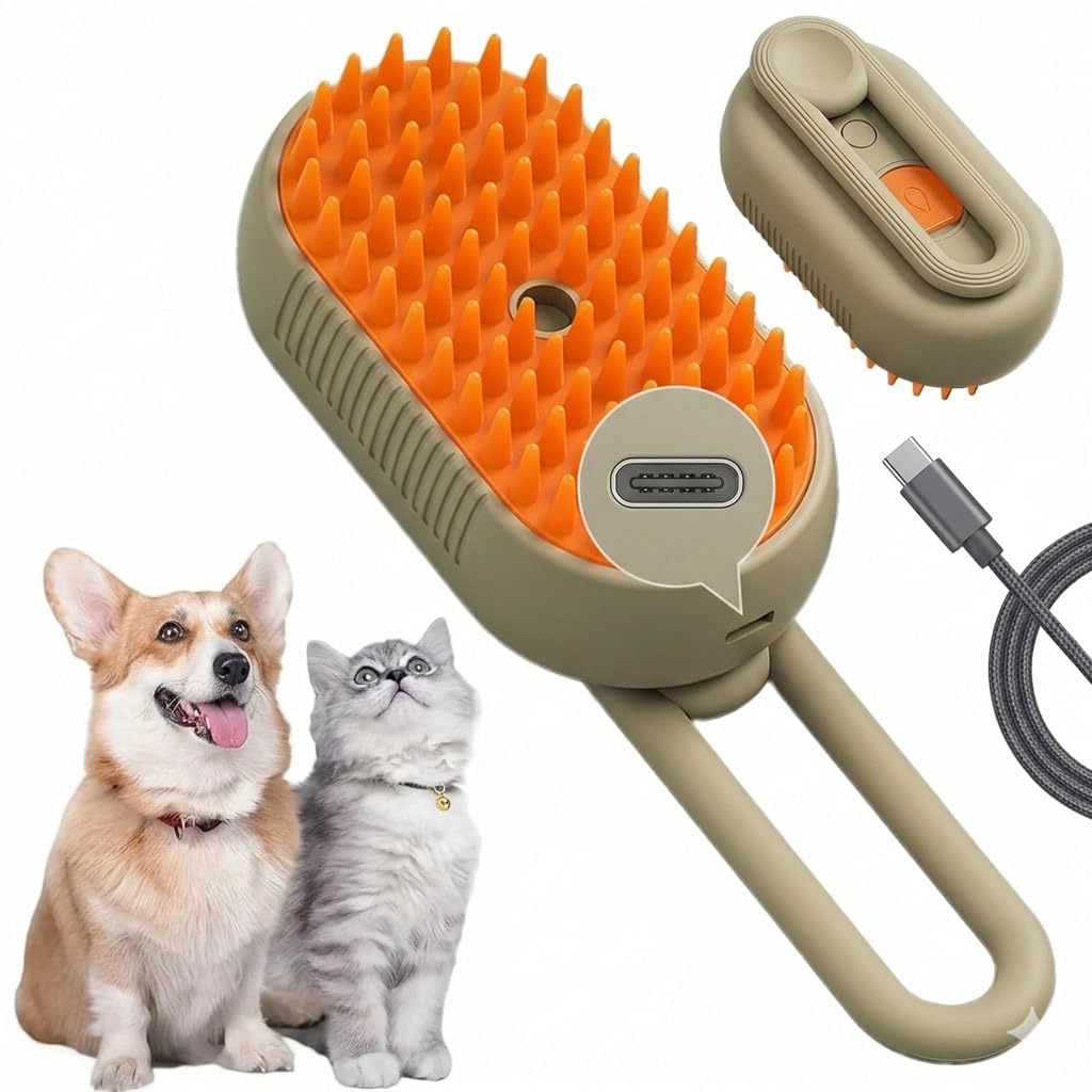 Wogg Pet Steam Brush For Dog Cat 3 In 1 Pet Hair Removal Comb For Dogs Silicone Massage Comb For Shedding Multifunctional Water 