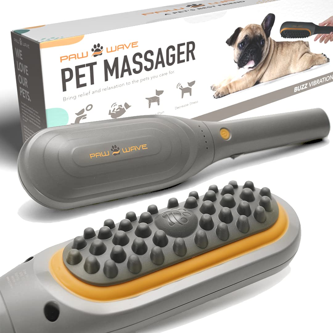 Paw Wave Buzz Therapeutic Brush Vibration Pet Massager For Dogs And Cats Designed To Help Soothe Tension, Increase Circulation A