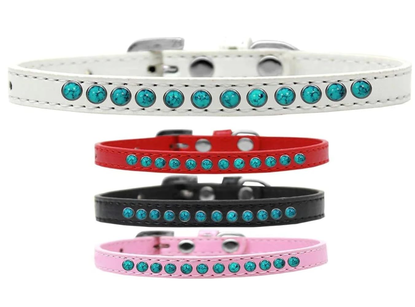 Dog, Puppy & Pet Fashion Collar, Premium Southwest Turquoise Pearl Black 8