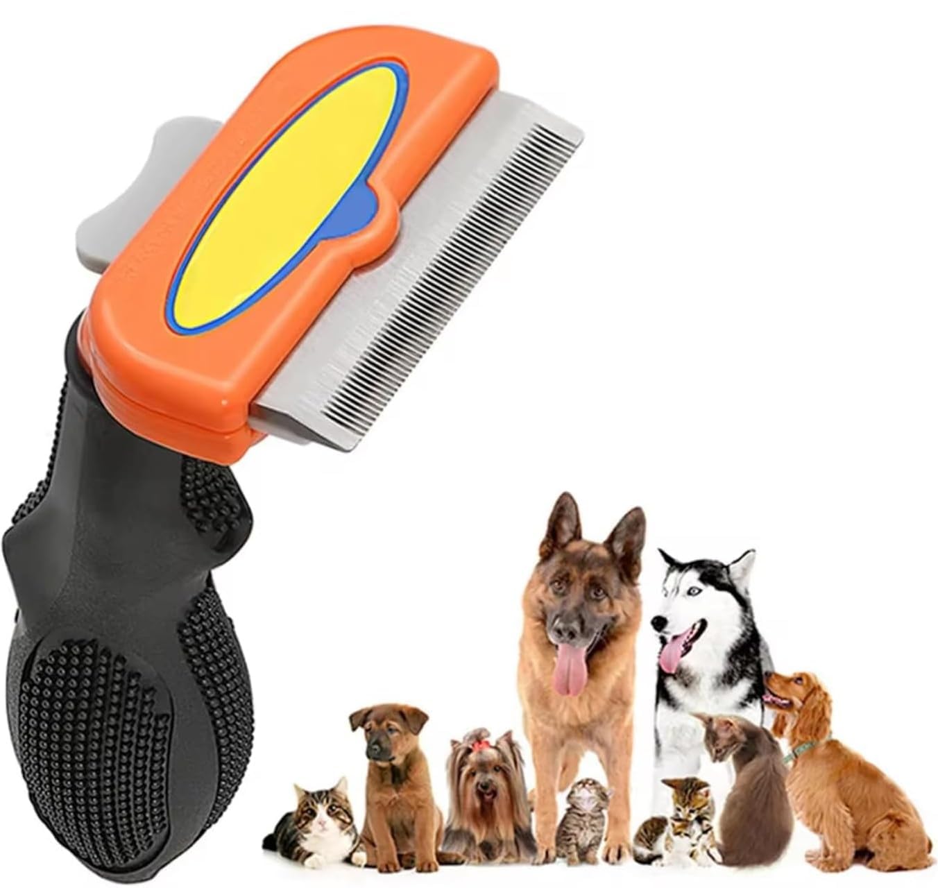 Divik Professional Pet Deshedding Brush Easily Removes Hair For Dogs, Cats & Small Animal  NonSlip Grooming Brush Very Safe Fo
