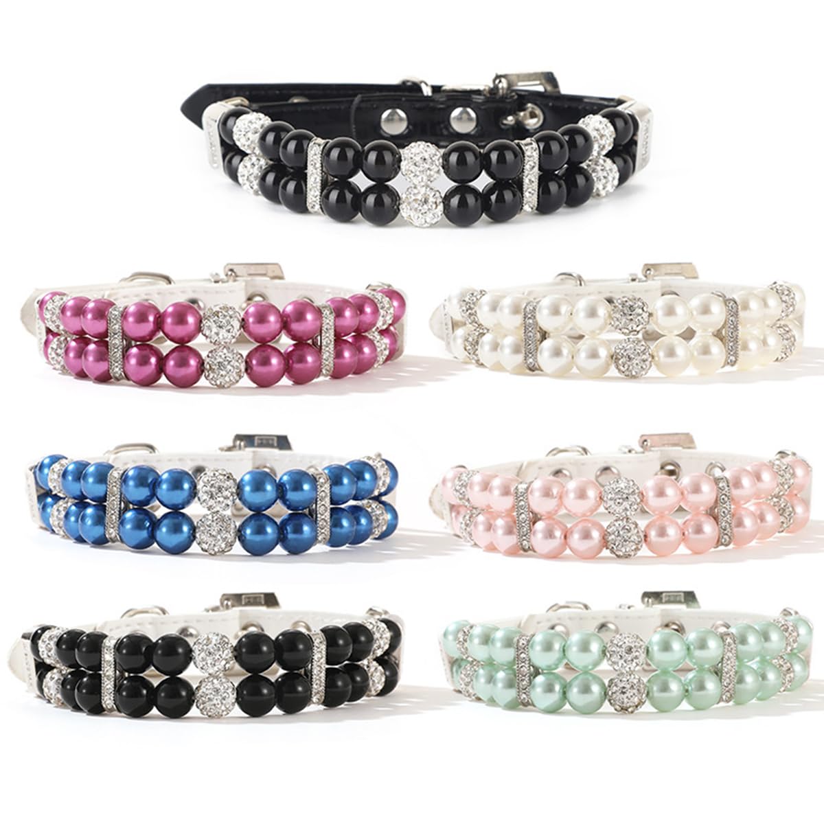 Pink Pearl Dog Collars For Small Dogs, Pearl Cat Collar Pu Leather, Female Dogs Necklace With Crystal Rhinestone Jewlled For Puppy Kitten Xs Small Medium Dogs Wedding & Birthday Gift, S