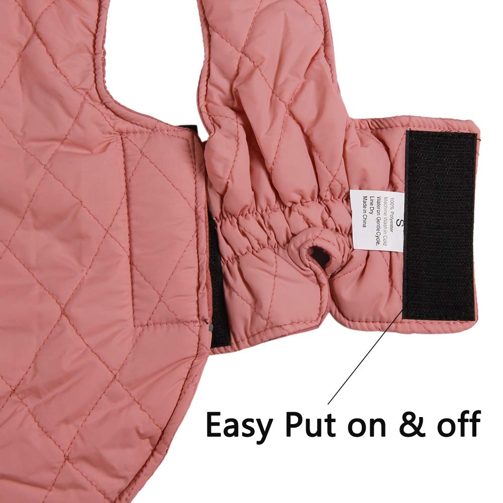 Vecomfy Reversible Dog Coats For Medium Dogs Waterproof Warm Puppy Jacket For Cold Winter,Pink M