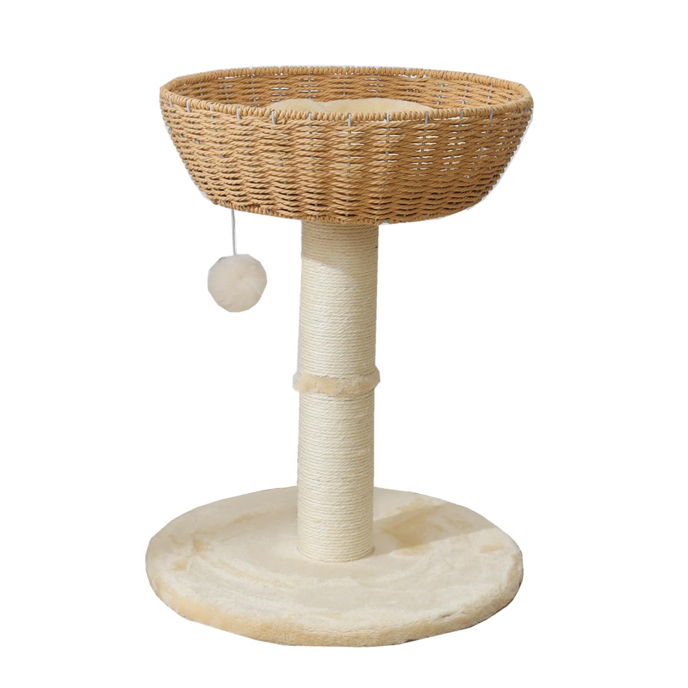 Shengocase Cat Tree Tower With Rattan Wicker Basket, Handwoven Large Nest Basket Bed, Window Perch For Large Cats Up To 20Lbs