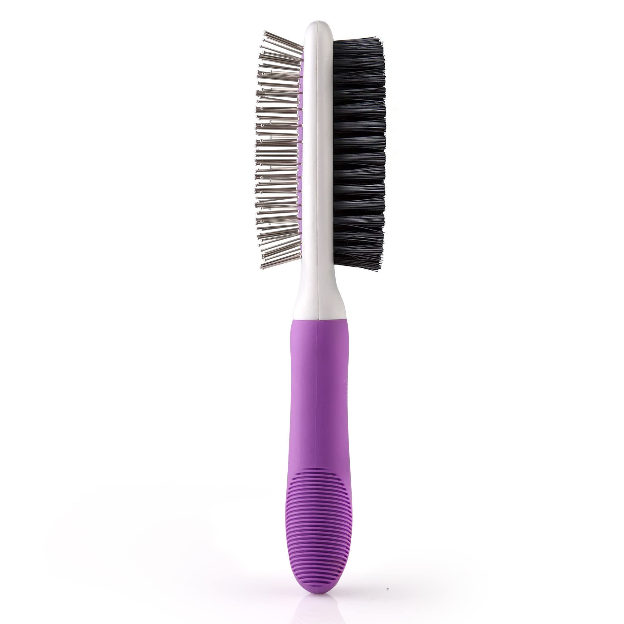 Poodle Pet DoubleSided Pet Brush For Grooming & Massaging Dogs, Cats & Other Animals  Fur Detangling Pins & Coat Smoothing Slic