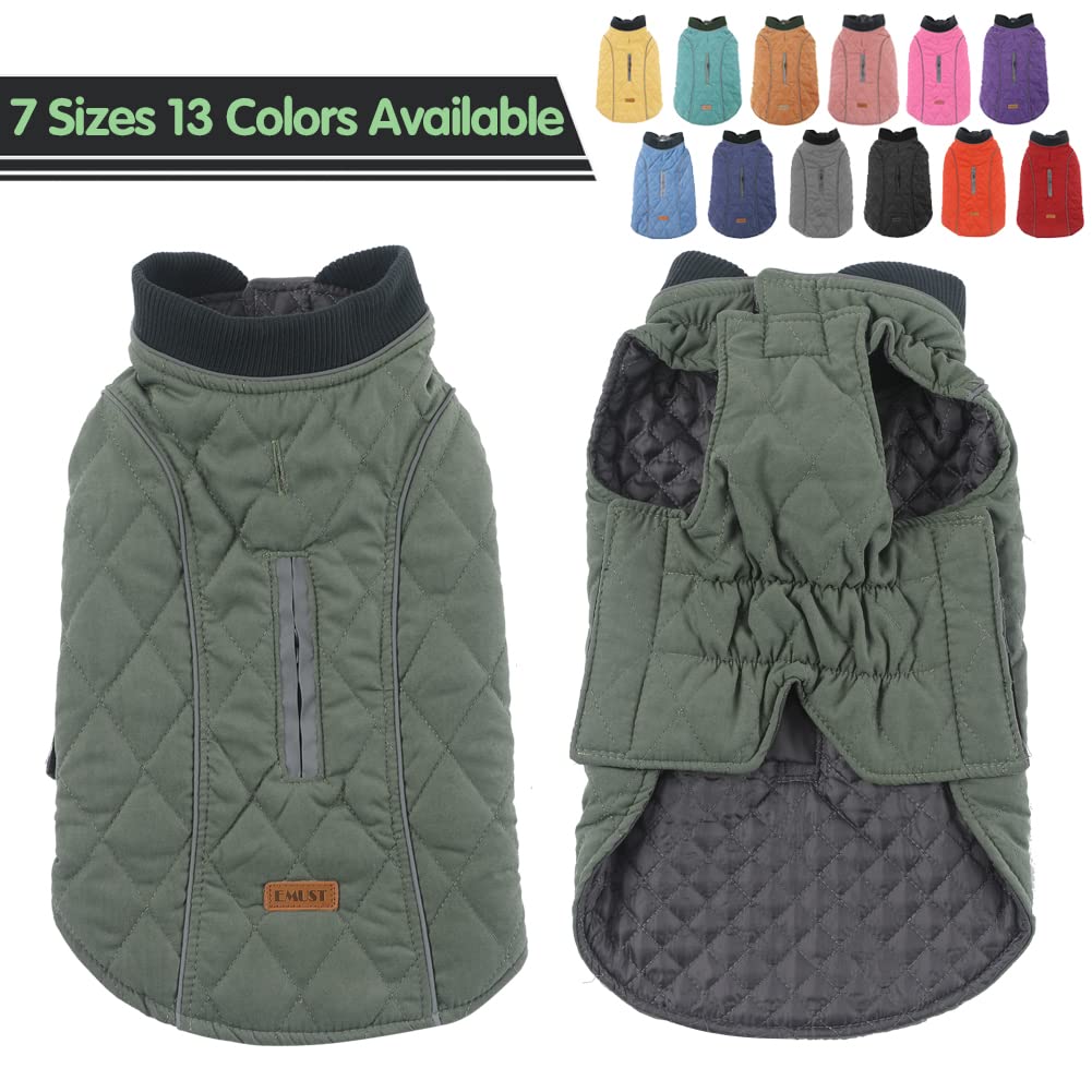 Emust British Style Windproof Warm Dog Coat, Polyester, Green, X-Small(Pack Of 1)