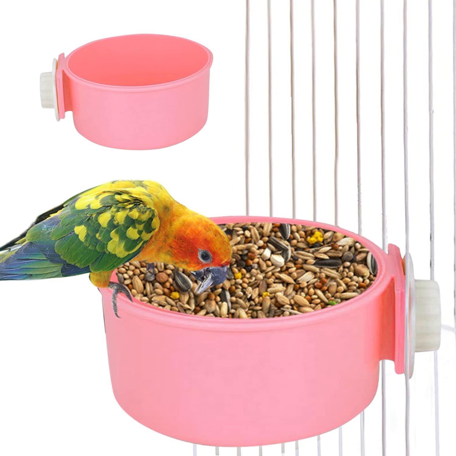 Sage Square Plastic Bowl No Spill Removable HangingOn Pet Food & Water Bowls & Feeder Suitable For Dog Cat Rabbit Bird (Round P