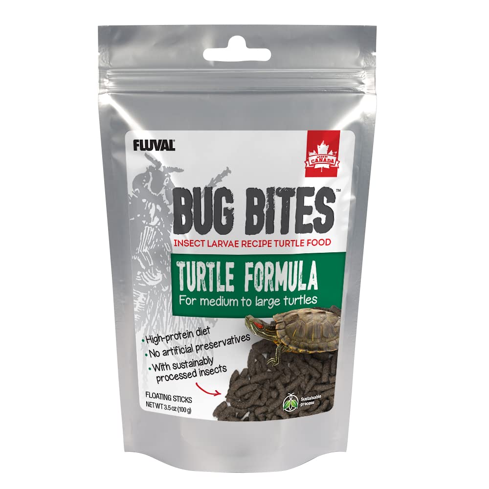 Fluval Bug Bites Turtle Food, Sticks for Medium to Large Sized Turtles, 3.53 oz., A6593, Brown