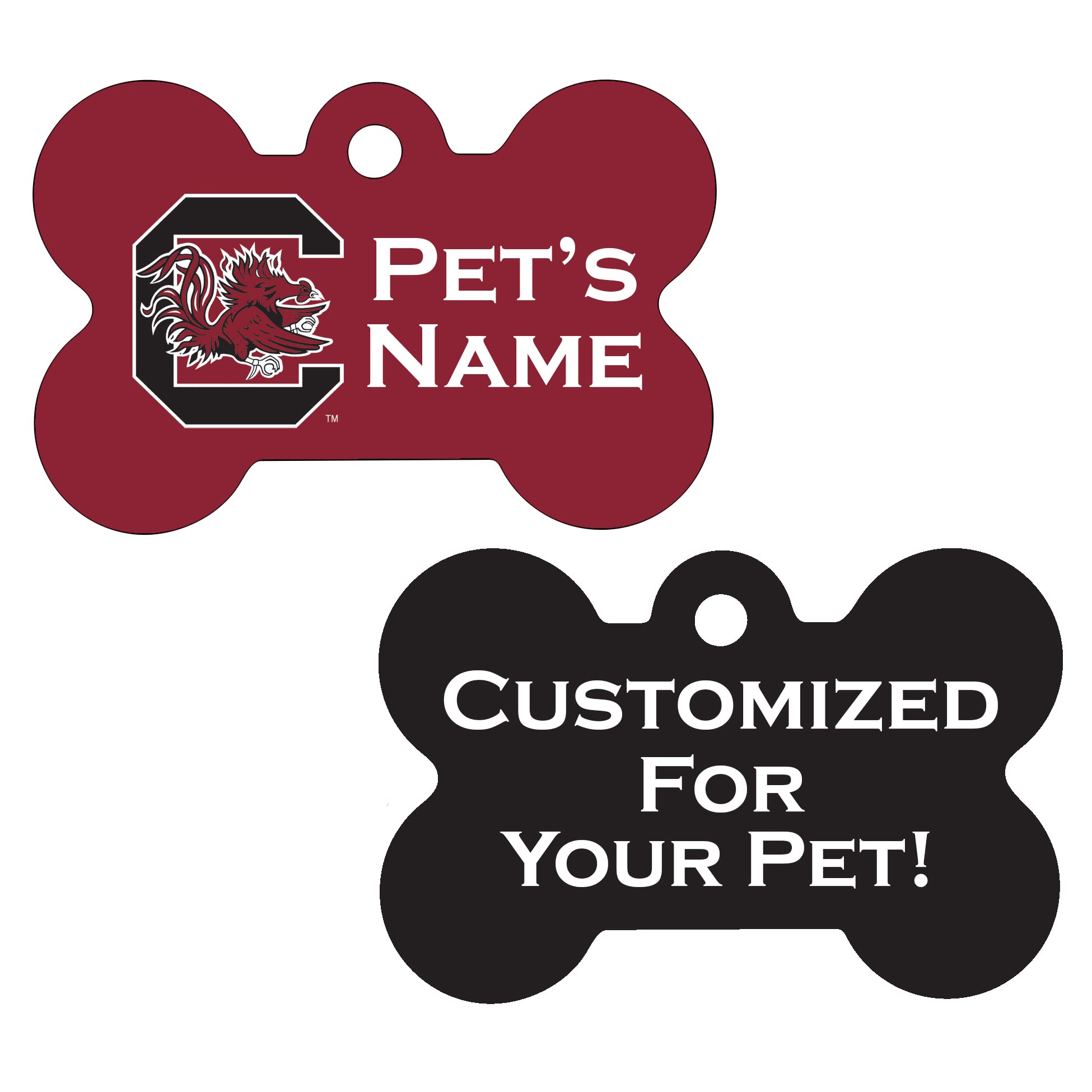 South Carolina Gamecocks 2-Sided Pet Id Tag For Dogs & Cats | Officially Licensed | Personalized For Your Pet (Bone)