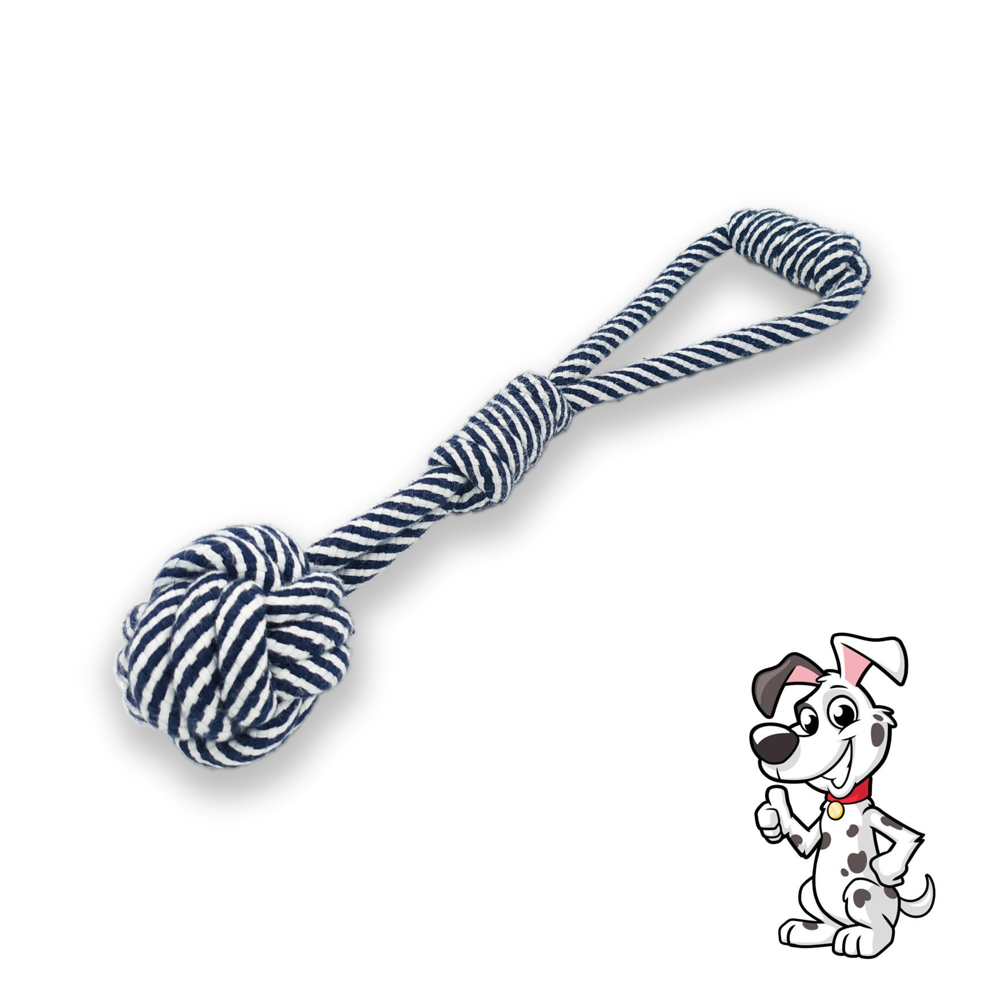 Interactive Pet Dog Puppy Chew Rope Toy with Handle, Ball and Knot  Ideal for Tug, Fetch & Chew, Color May Vary
