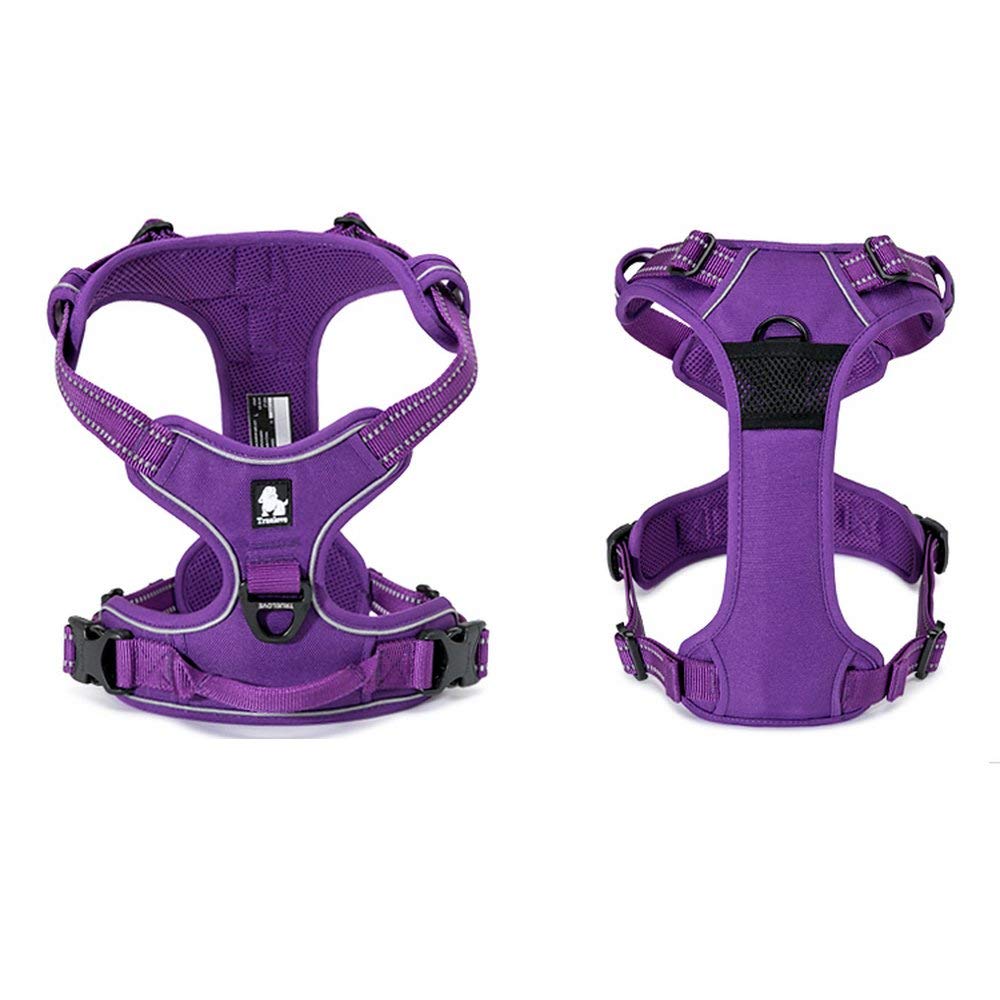 True Love Adjustable No-Pull Dog Harness Reflective Pup Vest Harnesses Comfortable Control Brilliant Colors Truelove Tlh5651(Purple,L)
