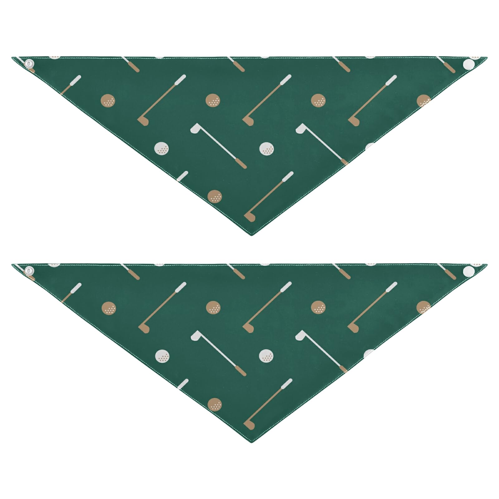 2 Pack Dog Bandanas Golf Club Ball Pattern Pet Bandana Scarf Snap Button Triangle Bibs Kerchief Set Pet Holiday Accessories Deco