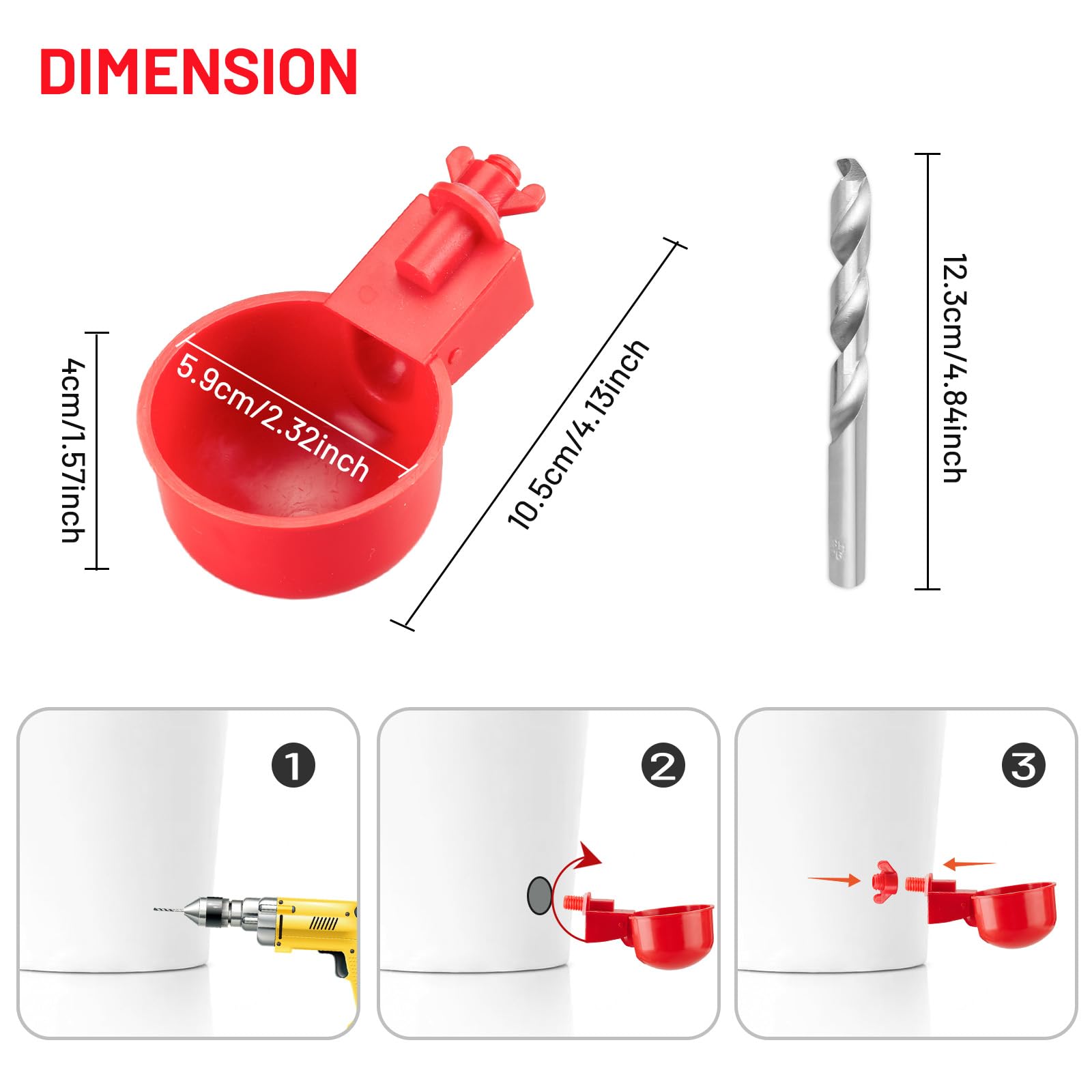 Sykria Chicken Water Cups, Automatic Chicken Waterer Kit For Poultry, 38 Inch Thread Filling Waterer Poultry Drinking Bowl For C