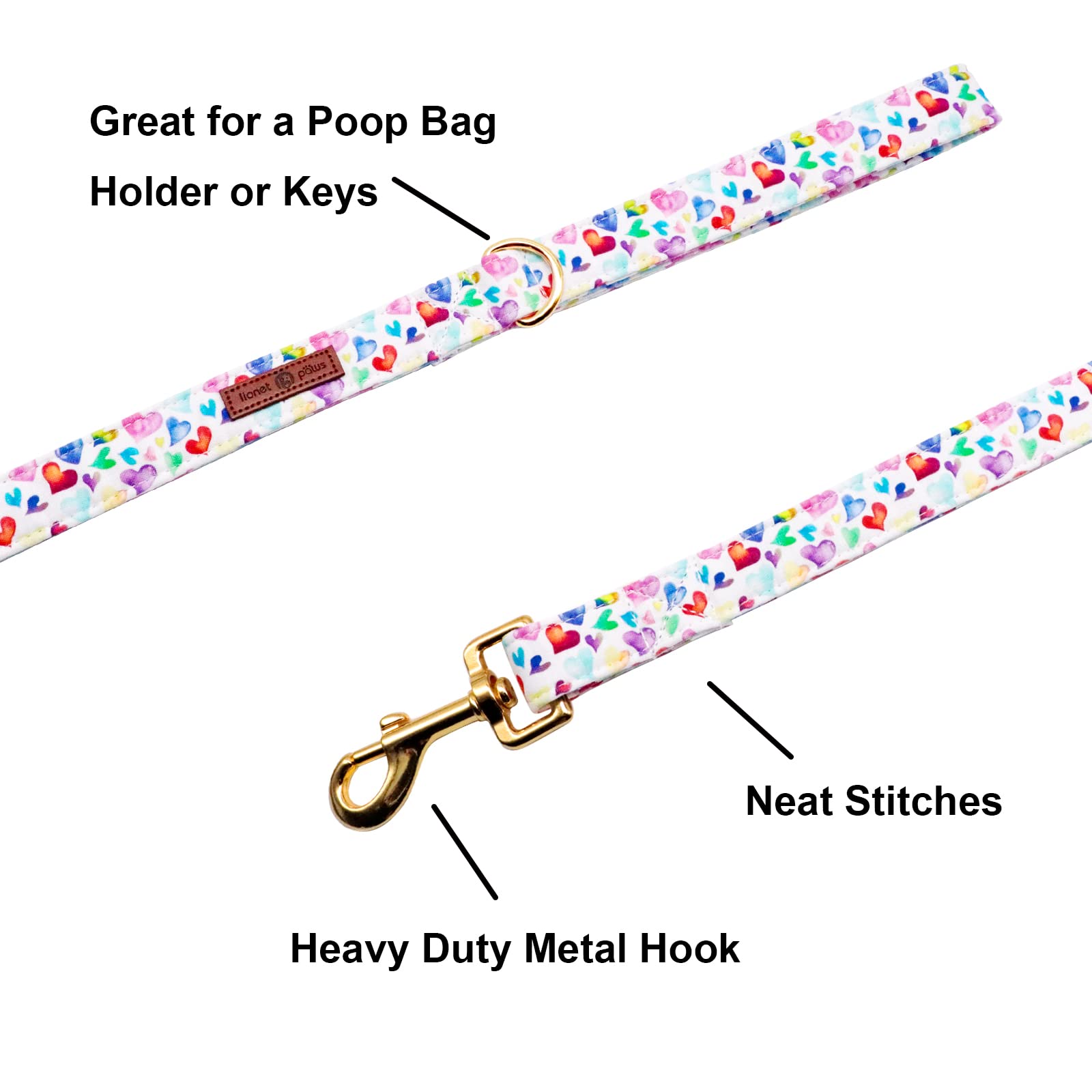 Lionet Paws Valentines Dog Leash Matching Dog Collar For Small Medium Large Dog
