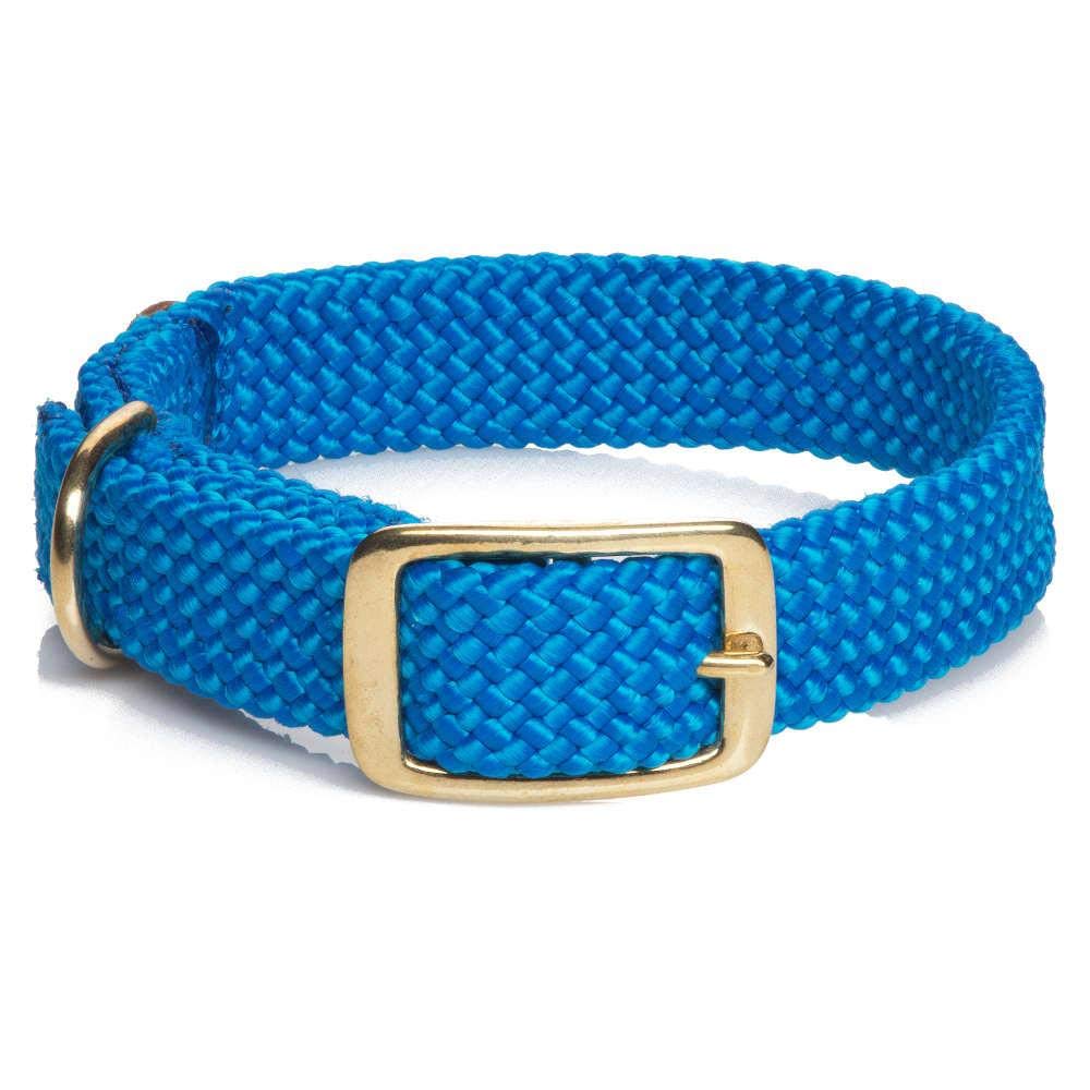 Mendota Pet Double Braid Collar - Brass - Dog Collar - Made In The Usa - Blue, 1 In X 18 In Standard