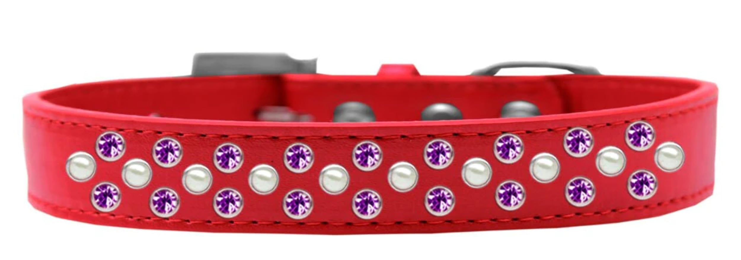 Dog, Puppy & Pet Fashion Collar, Pearl and Purple Crystal Rimsets Sprinkles Red 18