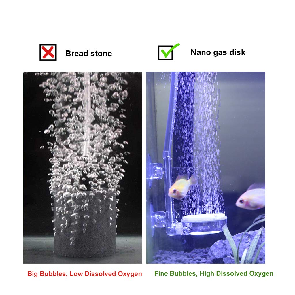 Upettools Aquarium Air Stone Fish Tank Nano Bubble Stone Kit With Control Valve Quiet Super-High Dissolved Oxygen Diffuser Makes