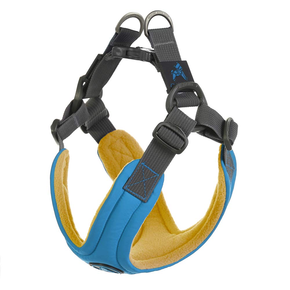 Gooby Escape Free Memory Foam Harness - Blue, Small - No Pull Step-in Small Dog Harness with Four Point Adjustment - Perfect on
