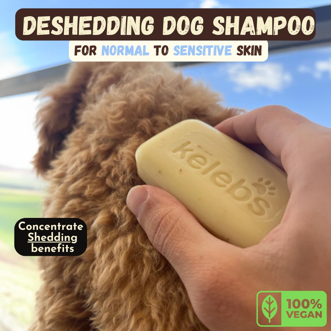 KELEBS Dog Shampoo | Undercoat Control & Dandruff Moisturizing Bar | 3pcs | All Natural, Vegan, Coconut Oil & Shea Butter