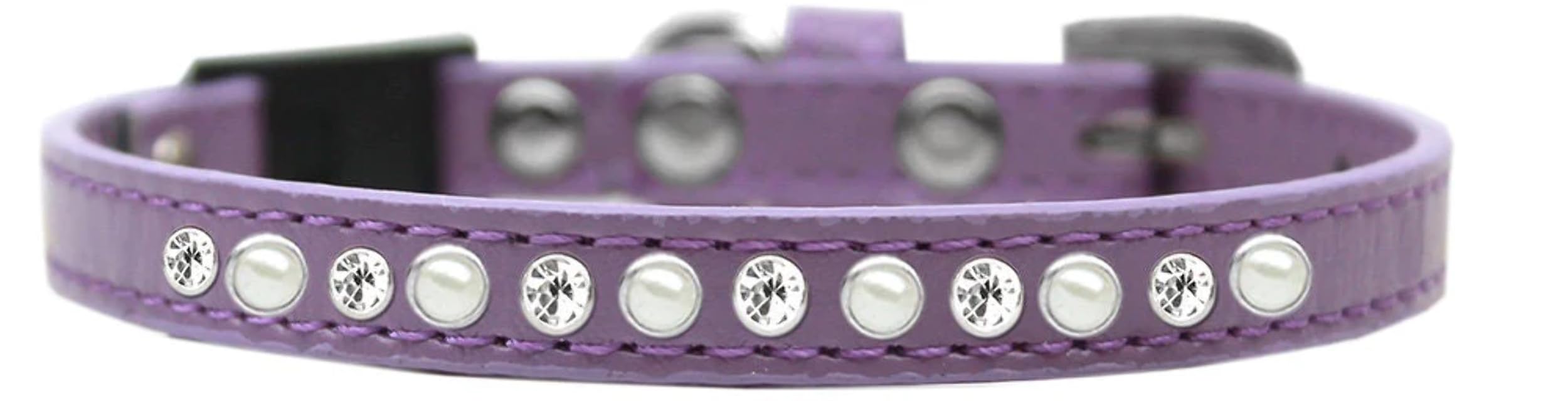 Breakaway Cat Collar, "Pearl & Clear Jewel" Aqua 10