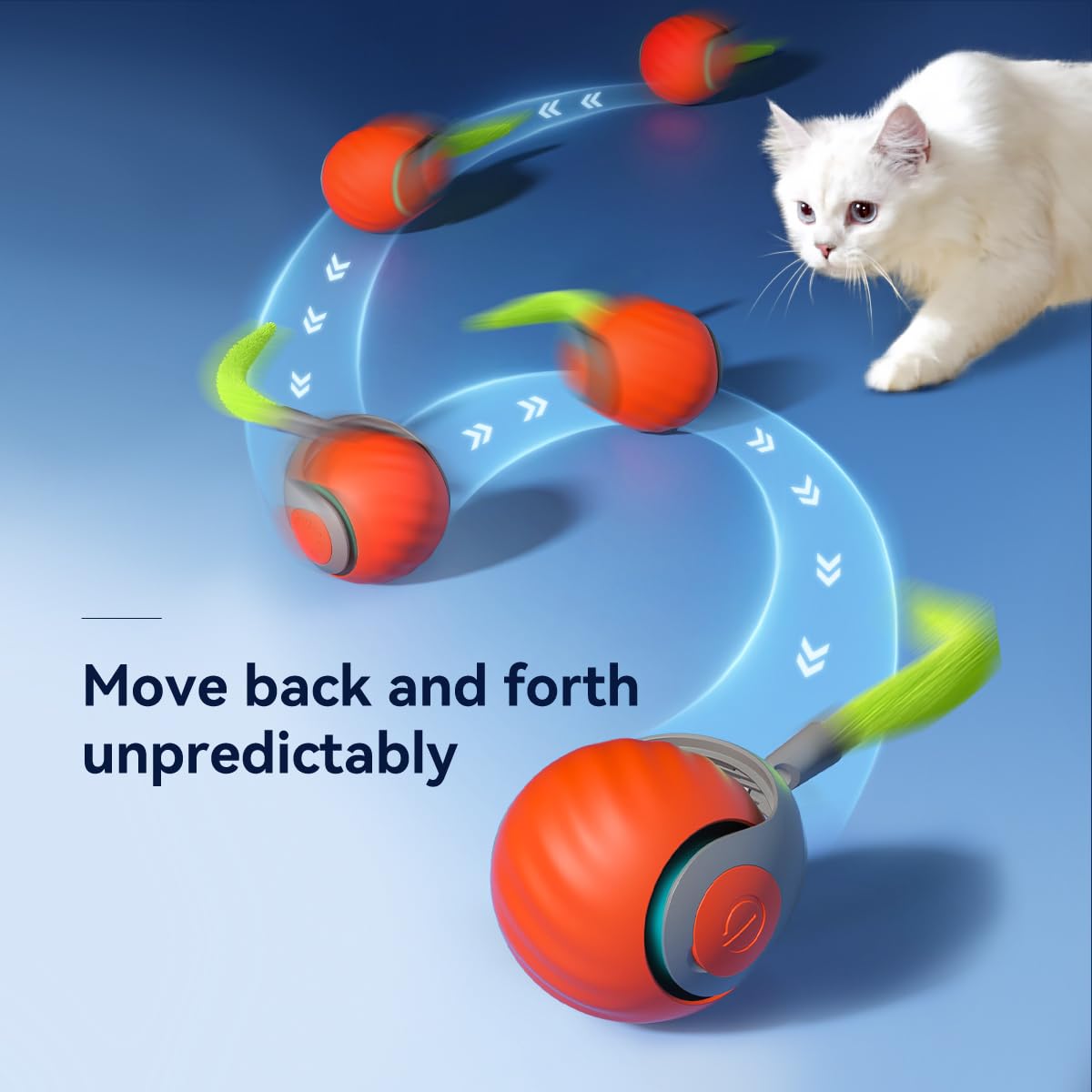 Petgravity Speedy Sprint Ball Toy for Cats, Type-C Rechargeable, Orange, Silicone, Model TTQ2410USAO